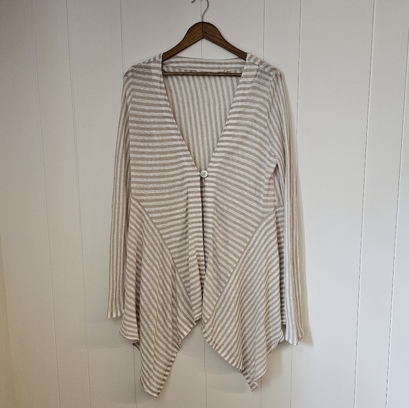 Soft surroundings cascadia striped cardigan 100% linen - Picture 8 of 10